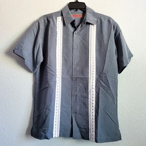 The Havanera Co. Men's Button Up Short Sleeve Blue S